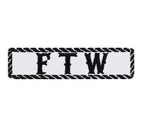 Biker Aufnäher/Aufbügler/Patch "FTW" Jeans Flicken/Bügelbilder zum annähen/aufbügeln | Boxer Geschenk Motorradfahrer Applikation für Leder/Tasche/Weste | weiß 100x25mm
