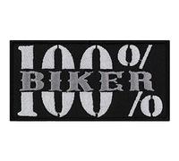 Biker Aufnäher bestickt "100% Biker" Aufbügler/Patch zum annähen | Flicken/Bügelbilder Motorrad Applikation für Leder und Motorradzubehör | 100x50mm