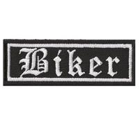 BIKER Aufnäher mit Spruch - Biker Rankpatch - Biker Patch zum annähen/aufbügeln | Motorrad Aufkleber Sticker für alle Stoffe & Leder | Bügelflicken Applikation | 90x30mm
