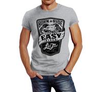 Biker Herren T-Shirt Easy Rider - Born To Ride Slim Fit grau S