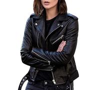 Biker Lederjacke Damen Kunstleder Kunstlederjacke Bikerjacke Pu Jacke Damen Leder Faux Leather Jacket for Women Lederjacken Kurze Pu Lederjacke Frauen Mantel Damen Biker Jacken für Damen Leder XL