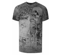 Herren T-Shirt Verwaschen Rundhals All Over Print Skull Snake Shirt S M L XL XXL 3XL 266, Farbe:Anthrazit, Größe S-3XL:L