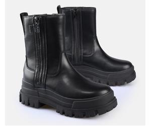 Bikerboots BUFFALO "Aspha Bootie Zip", Damen, Gr. 39, schwarz, Lederimitat, Schuhe Bikerboots, Plateauboots, Stiefelette mit Memory Foam Innensohle (32123919-39) schwarz