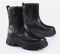 Bikerboots BUFFALO "Aspha Bootie Zip", Damen, Gr. 41, schwarz, Lederimitat, Schuhe Bikerboots, Plateauboots, Stiefelette mit Memory Foam Innensohle (32123919-41) schwarz