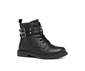 Bikerboots GEOX "J ECLAIR GIRL", Mädchen, Gr. 39, schwarz, Lederimitat, Schuhe Bikerboots, Herbst Boots mit Reißverschluss, Größenschablone zum Download (61096833-39) schwarz