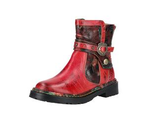 Bikerboots LAURA VITA "LAURA VITA Stiefelette Leder/Textil", Damen, Gr. 37, weinrot, Leder, Textil, Schuhe Bikerboots (87032318-37) weinrot