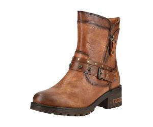 Bikerboots MUSTANG SHOES "Mustang Shoes Stiefelette Lederimitat", Damen, Gr. 36, cognac, Lederimitat, Schuhe Bikerboots (19912722-36) cognac