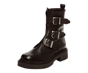 Bikerboots STEVE MADDEN "STEVE MADDEN Stiefelette Leder", Damen, Gr. 37, schwarz, Leder, Schuhe Bikerboots (91480533-37) schwarz