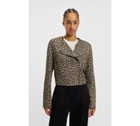 Bikerjacke BOSS ORANGE "Jaleo Premium Damenmode", Damen, Gr. 40, bunt (open miscellaneous 960), Web, Obermaterial: 70% Baumwolle, 25% Polyacryl, 5% sonstige Fasern, gemustert, kurz, asymmetrischer Aus