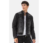 Bikerjacke CIPO & BAXX "CJ299", Herren, Gr. S, schwarz, Stoff, 100% Baumwolle, unifarben, regular fit normal, Manschette, Jacken, Cooler Used-Look für einen authentischen Vintage-Stil (42902159-S) sch
