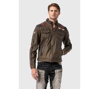 Bikerjacke CIPO & BAXX "Jacke", Herren, Gr. M, braun, 50% Polychlorid, 41% Baumwolle, 9% Polyurethan, unifarben, regular fit normal, Jacken, im Biker-Look (68978045-M) braun