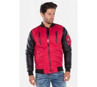 Bikerjacke CIPO & BAXX "Jacke", Herren, Gr. M, rot, 100% Polyester, bedruckt, Basic, slim fit normal, Bündchen, Jacken, in Slim-Fit, CJ-175 (73330300-M) rot