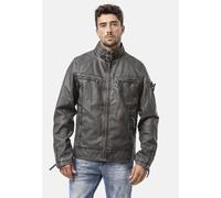 Bikerjacke CIPO & BAXX "Winterjacke", Herren, Gr. S, grau (anthrazit), Stoff, 65% Polyurethan, 25% Polyester, 10% Viskose, unifarben, regular fit normal, V-Ausschnitt, Jacken, im unifarbenen Look (381