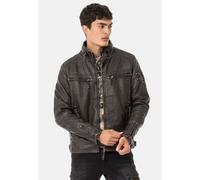 Cipo & Baxx Herren Mantel CM223 Grau - Stylische Winterjacke im modernen Design mit warmem Innenfutter, abnehmbarer Kapuze und funktionalen Details für kalte Tage - CM223 Grau S
