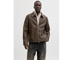 Bikerjacke JACK & JONES "JJECASABLANCA PU JACKET NOOS", Herren, Gr. L, chocolate braun, Web, Obermaterial: 100% Polyester, unifarben, regular fit, Jacken, mit Fronttaschen (24730449-L) chocolate braun