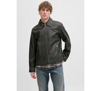 Bikerjacke JACK & JONES "JJECASABLANCA PU JACKET NOOS", Herren, Gr. L, schwarz, Web, Obermaterial: 100% Polyester, regular fit, Jacken, mit Fronttaschen (32803847-L) schwarz