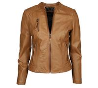 Bikerjacke JCC "125302", Damen, Gr. 46, braun (cognac), Obermaterial 100% Leder, Lamm / Futter: 100% Polyester, Jacken (22863904-46) cognac
