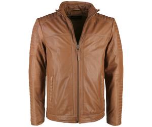 Bikerjacke JCC "15-10-B-2", Herren, Gr. S, braun (cognac), Obermaterial 100% Leder, Lamm / Futter 100% Baumwolle / Ärmelfutter: 100% Polyester, Jacken (18432436-S) cognac