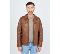 Bikerjacke JCC "3102074", Herren, Gr. 5XL, braun (cognac), Obermaterial: 100% Lammleder; Futter: 100% Baumwolle; Ärmelfutter: 100% Polyester, mit Knopf, Jacken (45999438-5XL) cognac