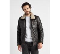 Bikerjacke JCC "3102102", Herren, Gr. XL, schwarz, Obermaterial: 100% Lammleder; Lining: 100% Polyester; Strick: 100% Polyester; Ärmelfutter: 100% Polyester; Kunstfell: 100% Polyester, mit Knopf, Jack