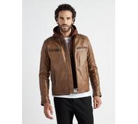 Bikerjacke JCC "31024993", Herren, Gr. 48, braun, Obermaterial: 100% Leder, Schaf; Futter: 100% Polyester; Wattierung: 100% Polyester; Kapuze: 65% Polyester; 35% Baumwolle, mit Knopf, Jacken (28397867