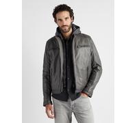 Bikerjacke JCC "31024993", Herren, Gr. 56, grau, Obermaterial: 100% Leder, Schaf / Futter: 100% Polyester / Wattierung: 100% Polyester / Kapuze: 65% Polyester; 35% Baumwolle, mit Knopf, Jacken (282425