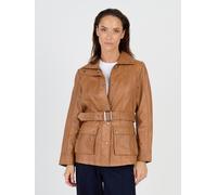Bikerjacke JCC "R6382", Damen, Gr. 36, braun (cognac), Obermaterial: 100% Lammleder; Futter: 100% Polyester; Ärmelfutter: 100% Polyester, mit Knopf, Jacken (43162542-36) cognac