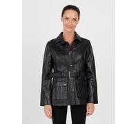 Bikerjacke JCC "R6382", Damen, Gr. 38, schwarz, Obermaterial: 100% Leder Lamm; Futter: 100% Polyester; Ärmelfutter: 100% Polyester, mit Knopf, Jacken (44642917-38) schwarz