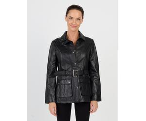Bikerjacke JCC "R6382", Damen, Gr. 50, schwarz, Obermaterial: 100% Lammleder; Futter: 100% Polyester; Ärmelfutter: 100% Polyester, mit Knopf, Jacken (44642917-50) schwarz