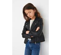 Bikerjacke KIDS ONLY "KONFREYA FAUX LEATHER BIKER OTW NOOS", Damen, Gr. 134, schwarz, Web, Obermaterial: 85% Polyester, 10% Baumwolle, 5% Viskose, unifarben, normal, Jacken Bikerjacke (10953641-134)