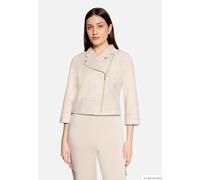 Jackenblazer BETTY BARCLAY "Damen mit Reißverschluss", Damen, Gr. 48, beige (grau beige), Samt, Obermaterial: 92% Polyester, 8% Elasthan, sehr schmal normal, Blazer (58775905-48) grau beige