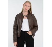 Bikerjacke MUSTANG "31021532", Damen, Gr. XL, braun (schwarz braun), Obermaterial: 100% Lammleder; Innenfutter: 100% Baumwolle; Ärmelfutter: 100% Polyester; Wattierung: 100% Polyester, Jacken (3629975