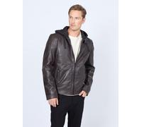 Bikerjacke MUSTANG "31022245", Herren, Gr. XL, braun (schwarz braun), Obermaterial: 100% Lammleder; Innenfutter: 100% Baumwolle; Ärmelfutter: 100% Polyester; Wattierung: 100% Polyester; Kapuze: 52% Po