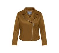 Bikerjacke ONLY CARMAKOMA "CARSHERRY NEW LIFE BONDED BIKER OTW", Damen, Gr. 46, cognac, Web, Obermaterial: 100% Polyester, unifarben, Jacken (12253736-46) cognac