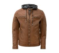 Bikerjacke RICANO "Lederjacke 12815 Hood", Herren, Gr. 3XL, braun (cognac, braun), Obermaterial: 100% Lammnappaleder LANA. Futter: 100% Baumwolle CO., schmal, hoch geschlossener Ausschnitt, Jacken, Ha