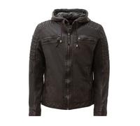 Bikerjacke RICANO "Lederjacke 12815 Hood", Herren, Gr. XL, braun, Obermaterial: 100% Lammnappaleder LANA. Futter: 100% Baumwolle CO., schmal, hoch geschlossener Ausschnitt, Jacken, Handgefertigt aus e