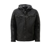 Bikerjacke RICANO "Lederjacke 12815 Hood", Herren, Gr. XL, schwarz, Obermaterial: 100% Lammnappaleder LANA. Futter: 100% Baumwolle CO., schmal, hoch geschlossener Ausschnitt, Jacken, Handgefertigt aus
