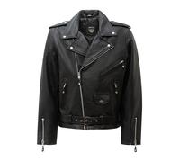 Bikerjacke RICANO "Lederjacke Brando", Herren, Gr. M, schwarz, Obermaterial: 100% Büffelleder BL. Futter: 100% Polyester PES., loose fit, V-Ausschnitt, Jacken, Handgefertigt aus echtem Leder (49873963