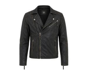 Bikerjacke RICANO "Lederjacke Matteo", Herren, Gr. 3XL, schwarz, Obermaterial: 100% Lammnappaleder LANA., normal, V-Ausschnitt, Jacken, Handgefertigt aus echtem Leder (78302020-XXXL) schwarz