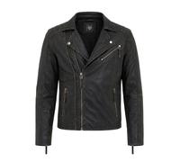 Bikerjacke RICANO "Lederjacke Matteo", Herren, Gr. L, schwarz, Obermaterial: 100% Lammnappaleder LANA., normal, V-Ausschnitt, Jacken, Handgefertigt aus echtem Leder (78302020-L) schwarz