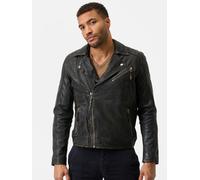 Bikerjacke RICANO "Lederjacke Matteo", Herren, Gr. S, schwarz, Obermaterial: 100% Lammnappaleder LANA., normal, V-Ausschnitt, Jacken, Handgefertigt aus echtem Leder (78302020-S) schwarz