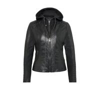 Bikerjacke RICANO "Lederjacke Rania", Damen, Gr. L, schwarz, Obermaterial: 100% Lammnappaleder LANA. Futter: 100% Baumwolle CO., schmal, hoch geschlossener Ausschnitt, Jacken, Handgefertigt aus echtem