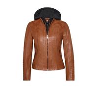 Bikerjacke RICANO "Lederjacke Rania", Damen, Gr. S, braun (cognac), Obermaterial: 100% Lammnappaleder LANA. Futter: 100% Baumwolle CO., schmal, hoch geschlossener Ausschnitt, Jacken, Handgefertigt aus
