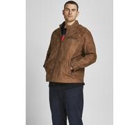 Bikerjacke "ROCKY JACKET", Herren, Gr. 3XL, braun (cognac), Web, Obermaterial: 88% Polyester, 12% Viskose, JACK & JONES PLUSSIZE, unifarben, normal normal, Jacken, bis Größe 6XL (48426341-XXXL) cognac