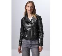 Bikerjacke STREET ONE STUDIO, Damen, Gr. 40, schwarz, Stoff, Obermaterial: 100% Polyester; Futter: 100% Polyester, unifarben, normal normal, V-Ausschnitt, Bündchen, Jacken, mit Reverskragen (40646926-
