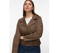 Bikerjacke VERO MODA CURVE "VMCJOSE SHORT JACKET NOOS CUR", Damen, Gr. 44, chocolate chip, Web, Obermaterial: 90% Polyester, 10% Elasthan, unifarben, kurz, V-Ausschnitt, Jacken (41959757-44) chocolate