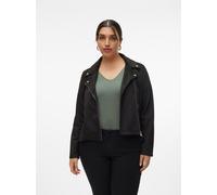 Bikerjacke VERO MODA CURVE "VMCJOSE SHORT JACKET NOOS CUR", Damen, Gr. 50, schwarz, Web, Obermaterial: 90% Polyester, 10% Elasthan, unifarben, kurz, V-Ausschnitt, Jacken Bikerjacke (30535841-50)