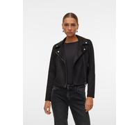 Bikerjacke VERO MODA "VMJOSE SHORT FAUX SUEDE JACKET GA NOOS", Damen, Gr. M, schwarz, Web, Obermaterial: 100% Polyester, unifarben, normal, Jacken, mit asymetrischem Reißverschluss (96529241-M) schwar