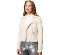 Bikerjacke ZERO "Damen in Veloursleder-Optik", Damen, Gr. 44, beige (french oak), Web, Obermaterial: 95% Polyester, 5% Elasthan, unifarben, figurbetont, Manschette mit Druckknopf, Jacken (99135762-44)