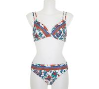 Olympia Bikini Blumenmuster Multicolor Zweiteiler Set mit Bügel Petticoat verstellbare Doppelträger breiter Slip